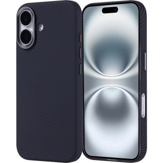 Apple iPhone 16 (6.1) Kılıf Magsafe Şarj Özellikli Karbon Fiber Görünümlü Zore Nekst Kapak - Siyah