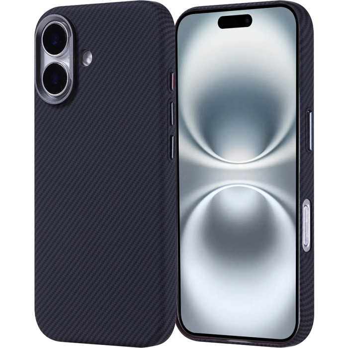 Apple iPhone 16 (6.1) Kılıf Magsafe Şarj Özellikli Karbon Fiber Görünümlü Zore Nekst Kapak - Siyah