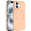 Apple iPhone 16 (6.1) ile Uyumlu Kılıf Magsafe Şarj Özellikli Ruby Silikon Kapak - Desert Titanyum