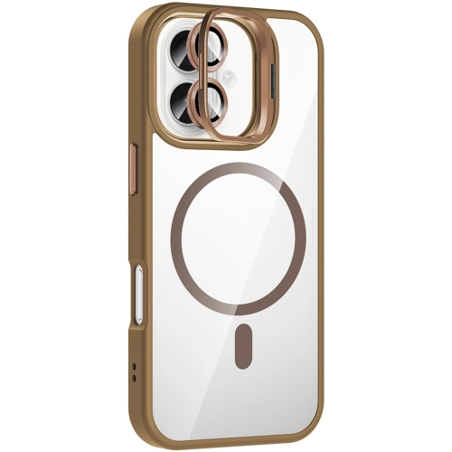 Apple iPhone 16 (6.1) Kılıf Standlı ve Kamera Lens Hediyeli M-Safe Şarj Özellikli Etro Kapak - Lacivert