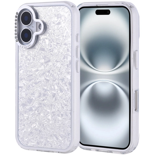 Apple iPhone 16 (6.1) ile Uyumlu Kılıf Buzlu Parıltılı Lüks Kamera Lens Darbeye Dayanıklı Kapi Kapak - Gümüş