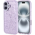 Apple iPhone 16 (6.1) ile Uyumlu Kılıf Buzlu Parıltılı Lüks Kamera Lens Darbeye Dayanıklı Kapi Kapak - Lila
