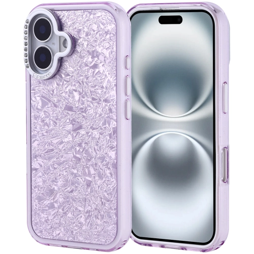 Apple iPhone 16 (6.1) ile Uyumlu Kılıf Buzlu Parıltılı Lüks Kamera Lens Darbeye Dayanıklı Kapi Kapak - Lila