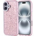 Apple iPhone 16 (6.1) ile Uyumlu Kılıf Buzlu Parıltılı Lüks Kamera Lens Darbeye Dayanıklı Kapi Kapak - Pembe
