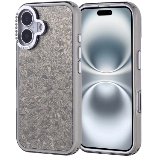 Apple iPhone 16 (6.1) ile Uyumlu Kılıf Buzlu Parıltılı Lüks Kamera Lens Darbeye Dayanıklı Kapi Kapak - Siyah