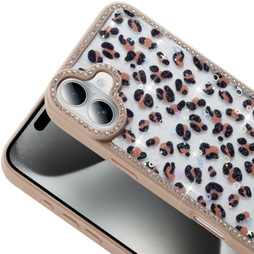 Apple iPhone 16 (6.1) Kılıf Taşlı ve Simli Tasarım Lux Işıltılı Azra Kapak - Gold