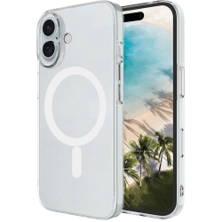 Apple iPhone 16 (6.1) Kılıf Zore Magsafe Şarj Özellikli Şeffaf Tek Kamera Çerçeveli Porto Kapak - Şeffaf