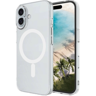 Apple iPhone 16 (6.1) Kılıf Zore Magsafe Şarj Özellikli Şeffaf Tek Kamera Çerçeveli Porto Kapak - Şeffaf