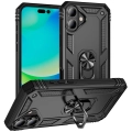 Apple iPhone 16 (6.1) Kılıf Silikon Zırhlı Standlı Yüzüklü Mıknatıslı Tank Kapak - Siyah