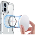 Apple iPhone 16 Plus (6.7) Kılıf MagSafe Özellikli TPU Kenarları Esnek T-Max Kapak - Şeffaf