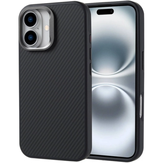 Apple iPhone 16 Plus (6.7) Kılıf Magsafe Şarj Özellikli Karbon Fiber Görünümlü TPU Zore Troy Kapak - Siyah