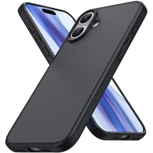 Apple iPhone 16 Plus (6.7) Kılıf Magsafe Şarj Özellikli Karbon Fiber Tasarımlı Zore Elnino Kapak - Siyah