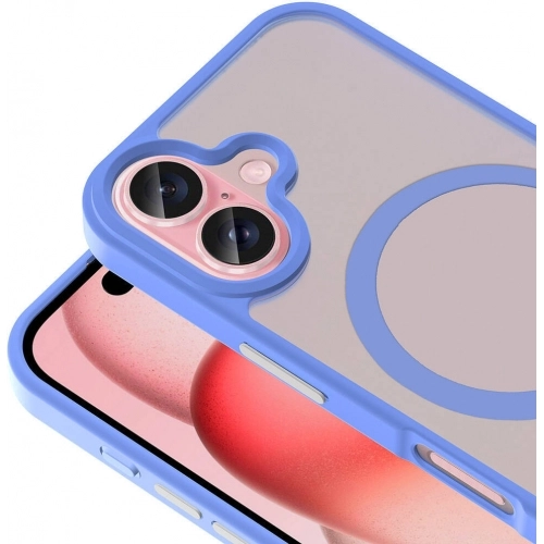 Apple iPhone 16 Plus (6.7) Kılıf Magsafe Şarj Özellikli Renkli Mat Arka Yüzey Sio Kapak - Koyu Mor