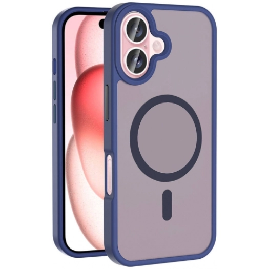 Apple iPhone 16 Plus (6.7) Kılıf Magsafe Şarj Özellikli Renkli Mat Arka Yüzey Sio Kapak - Lacivert