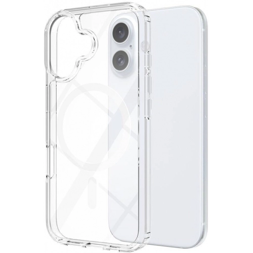 Apple iPhone 16 Plus (6.7) Kılıf Magsafe Şarj Özellikli Şeffaf Sert PC Embos Kapak - Şeffaf