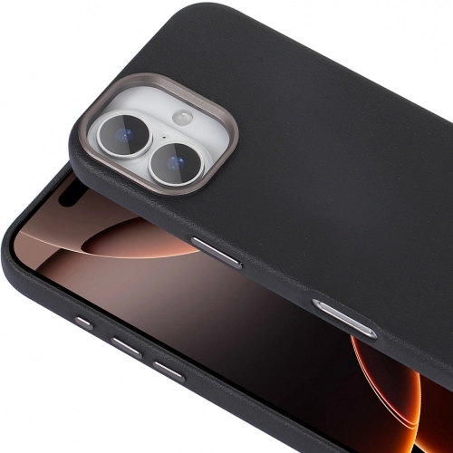 Apple iPhone 16 Plus (6.7) Kılıf PU Deri Kılıf Magsafe Şarj Özellikli Kaymaz Adora Kapak - Gri