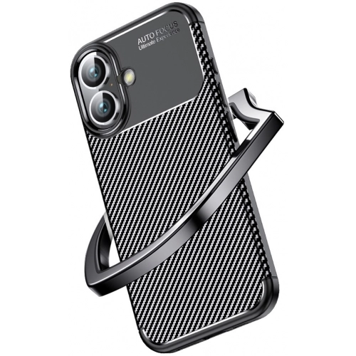 Apple iPhone 16 Plus (6.7) Kılıf Silikon Parmak İzi Bırakmayan Karbon Soft Negro Kapak - Siyah