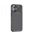 Apple iPhone 16 Plus (6.7) Kılıf Silikon Parmak İzi Bırakmayan Karbon Soft Negro Kapak - Siyah
