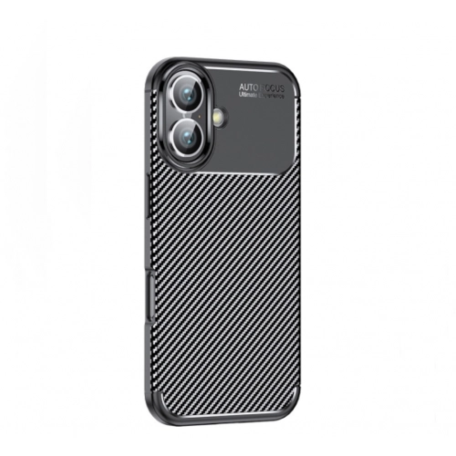Apple iPhone 16 Plus (6.7) Kılıf Silikon Parmak İzi Bırakmayan Karbon Soft Negro Kapak - Siyah
