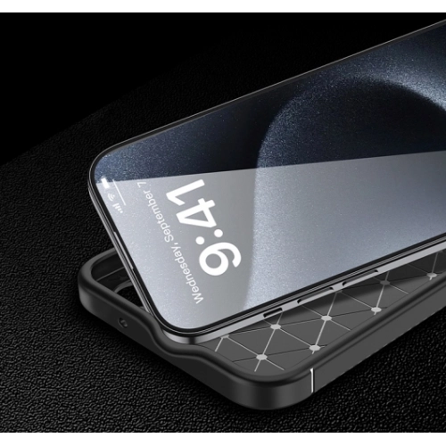 Apple iPhone 16 Plus (6.7) Kılıf Silikon Parmak İzi Bırakmayan Karbon Soft Negro Kapak - Siyah