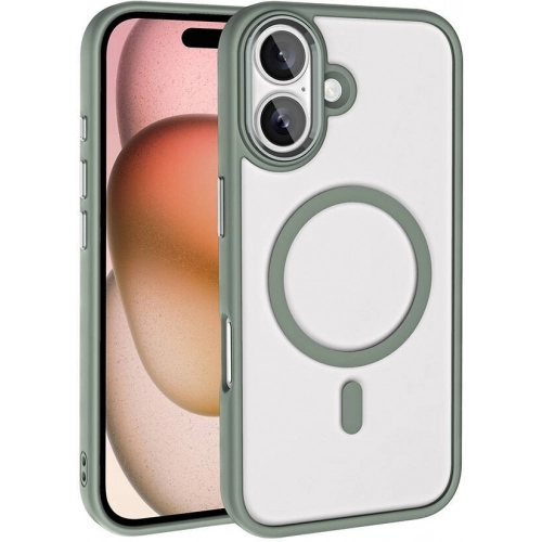 Apple iPhone 16 Plus (6.7) Kılıf Wireless Şarj Özellikli Zore Krom Magsafe Silikon Kapak - Titanyum-Gri