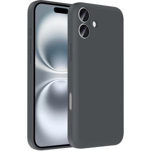 Apple iPhone 16 Plus (6.7) Kılıf İçi Kadife Dokulu Kartlık Hazneli Mat Vitra Silikon Kapak - Gri