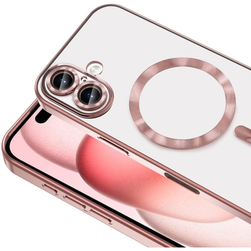 Apple iPhone 16 Plus (6.7) Kılıf Kamera Korumalı Şeffaf Magsafe Wireless Şarj Özellikli Demre Kapak - Titanyum