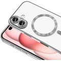Apple iPhone 16 Plus (6.7) Kılıf Kamera Korumalı Şeffaf Magsafe Wireless Şarj Özellikli Demre Kapak - Siyah