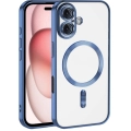 Apple iPhone 16 Plus (6.7) Kılıf Kamera Korumalı Şeffaf Magsafe Wireless Şarj Özellikli Demre Kapak - Mavi