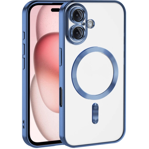 Apple iPhone 16 Plus (6.7) Kılıf Kamera Korumalı Şeffaf Magsafe Wireless Şarj Özellikli Demre Kapak - Mavi