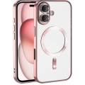 Apple iPhone 16 Plus (6.7) Kılıf Kamera Korumalı Şeffaf Magsafe Wireless Şarj Özellikli Demre Kapak - Rose Gold