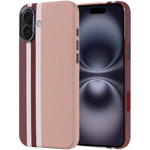 Apple iPhone 16 Plus (6.7) Kılıf Magsafe Şarj Özellikli Karbon Fiber Görünümlü Zore Nekst Kapak - Gold