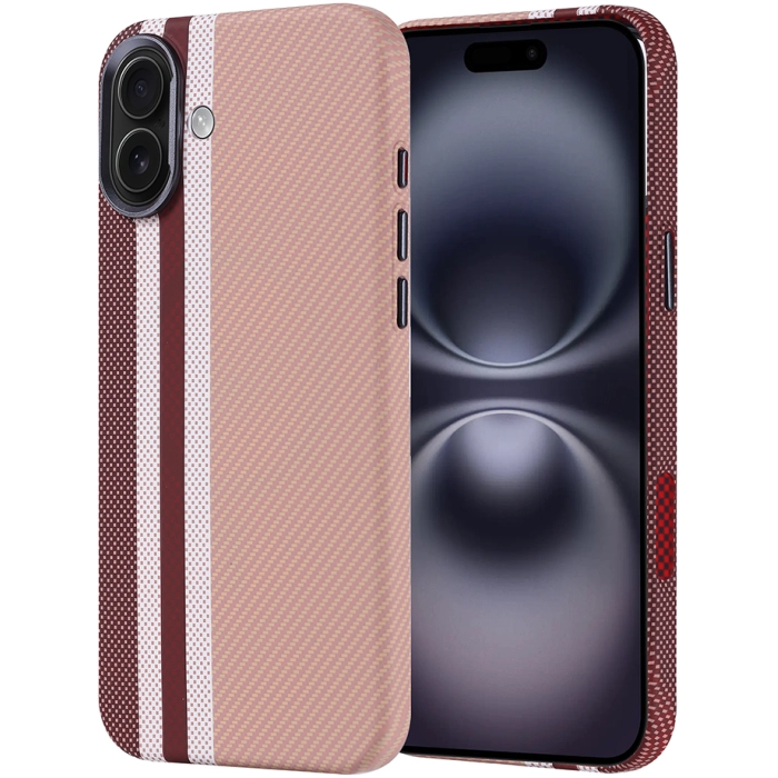 Apple iPhone 16 Plus (6.7) Kılıf Magsafe Şarj Özellikli Karbon Fiber Görünümlü Zore Nekst Kapak - Gold