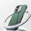 Apple iPhone 16 Plus (6.7) Kılıf Magsafe Şarj Özellikli Karbon Fiber Tasarımlı Benks Passion Green ArmorAir Kevlar Kapak - Yeşil