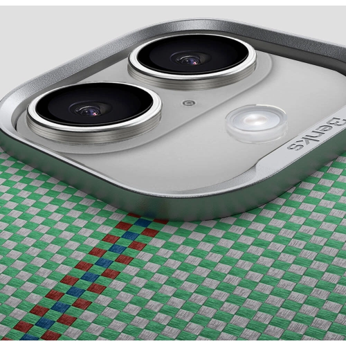 Apple iPhone 16 Plus (6.7) Kılıf Magsafe Şarj Özellikli Karbon Fiber Tasarımlı Benks Passion Green ArmorAir Kevlar Kapak - Yeşil