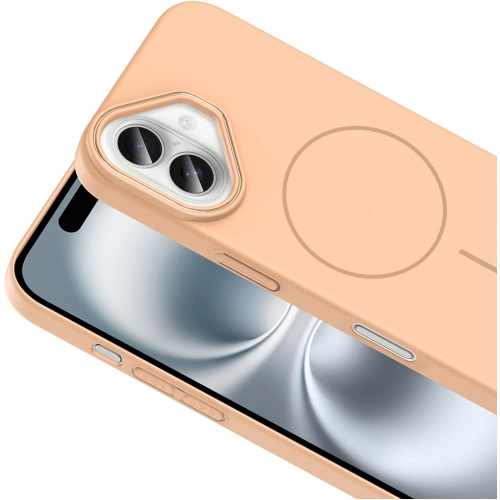 Apple iPhone 16 Plus (6.7) ile Uyumlu Kılıf Magsafe Şarj Özellikli Ruby Silikon Kapak - Desert Titanyum