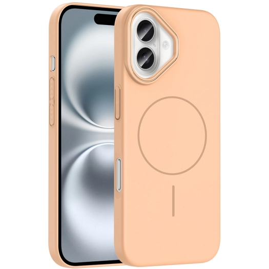 Apple iPhone 16 Plus (6.7) ile Uyumlu Kılıf Magsafe Şarj Özellikli Ruby Silikon Kapak - Desert Titanyum