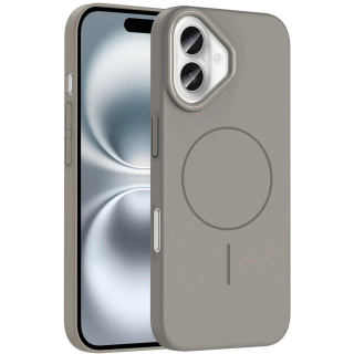 Apple iPhone 16 Plus (6.7) ile Uyumlu Kılıf Magsafe Şarj Özellikli Ruby Silikon Kapak - Gri