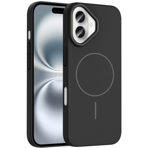 Apple iPhone 16 Plus (6.7) ile Uyumlu Kılıf Magsafe Şarj Özellikli Ruby Silikon Kapak - Siyah