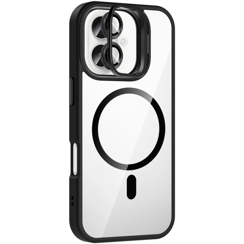 Apple iPhone 16 Plus (6.7) Kılıf Standlı ve Kamera Lens Hediyeli M-Safe Şarj Özellikli Etro Kapak - Gri