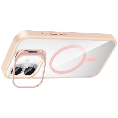 Apple iPhone 16 Plus (6.7) Kılıf Standlı ve Kamera Lens Hediyeli M-Safe Şarj Özellikli Etro Kapak - Desert Titanyum