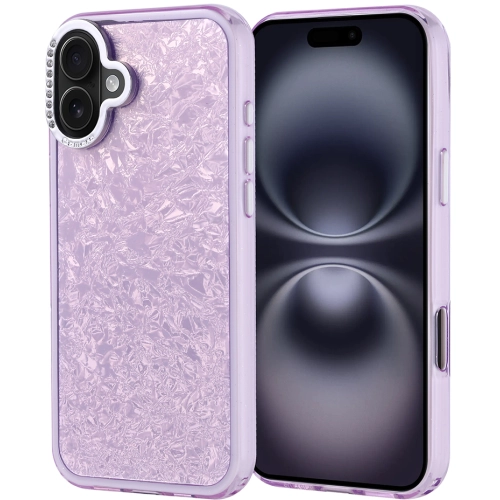 Apple iPhone 16 Plus (6.7) ile Uyumlu Kılıf Buzlu Parıltılı Lüks Kamera Lens Darbeye Dayanıklı Kapi Kapak - Lila