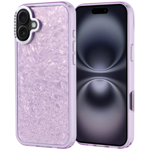 Apple iPhone 16 Plus (6.7) ile Uyumlu Kılıf Buzlu Parıltılı Lüks Kamera Lens Darbeye Dayanıklı Kapi Kapak - Lila