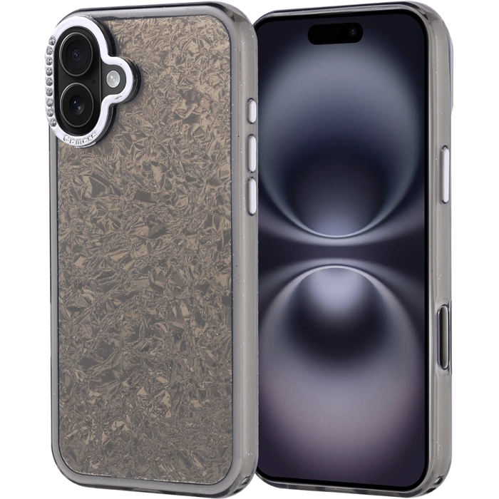 Apple iPhone 16 Plus (6.7) ile Uyumlu Kılıf Buzlu Parıltılı Lüks Kamera Lens Darbeye Dayanıklı Kapi Kapak - Siyah