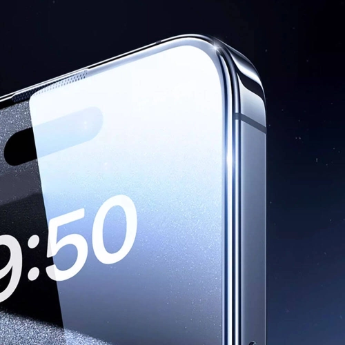 Apple iPhone 16 Plus Wiwu GT-008 Polimer Oleofobik Kaplama Şeffaf Pürüzsüz Temperli Cam Ekran Koruyucu 10'lu Paket - Siyah