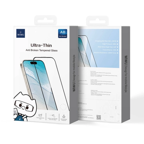 Apple iPhone 16 Plus Wiwu GT-010 Anti-Reflective Polimer Oleofobik Kaplama Ultra İnce Temperli Cam Ekran Koruyucu - Siyah