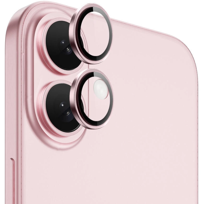 Apple iPhone 16 Plus Wiwu LG-004 PVD Lens Guard Metal Kamera Lens Koruyucu - Pembe