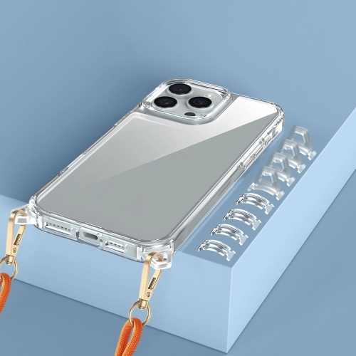 Apple iPhone 16 Pro (6.3) Kılıf Airbagli Takılabilir Askı Aparatlı Esnek Snap Silikon Kapak - Şeffaf