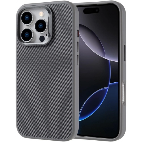 Apple iPhone 16 Pro (6.3) Kılıf Magsafe Şarj Özellikli Karbon Fiber Görünümlü TPU Zore Troy Kapak - Siyah