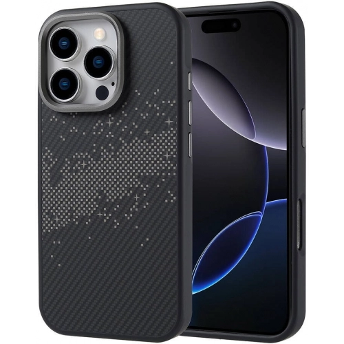 Apple iPhone 16 Pro (6.3) Kılıf Magsafe Şarj Özellikli Karbon Fiber Tasarımlı İnce Vave Kapak - Gri